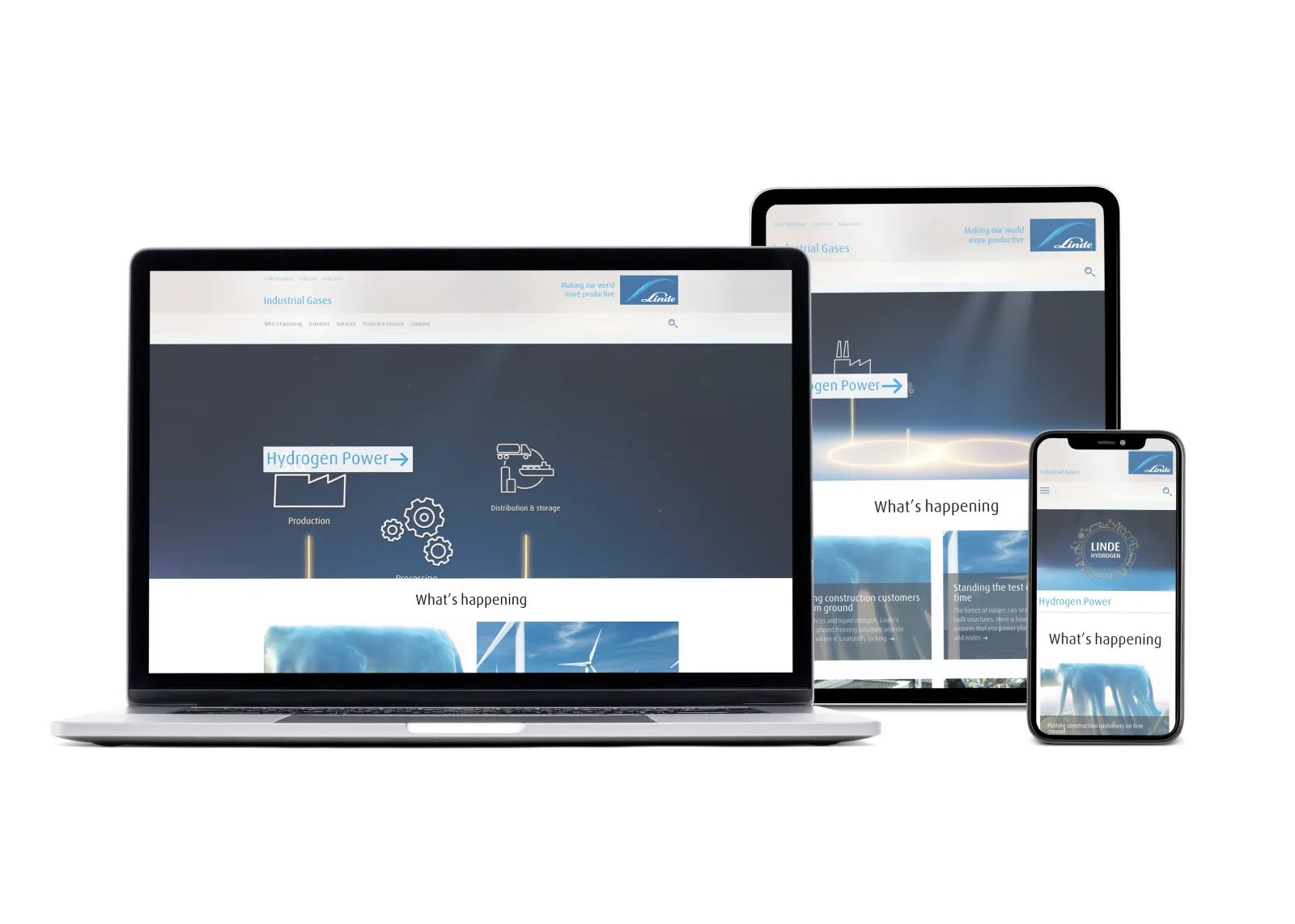 Linde-Webauftritt auf Desktop, Tablet und Smartphone